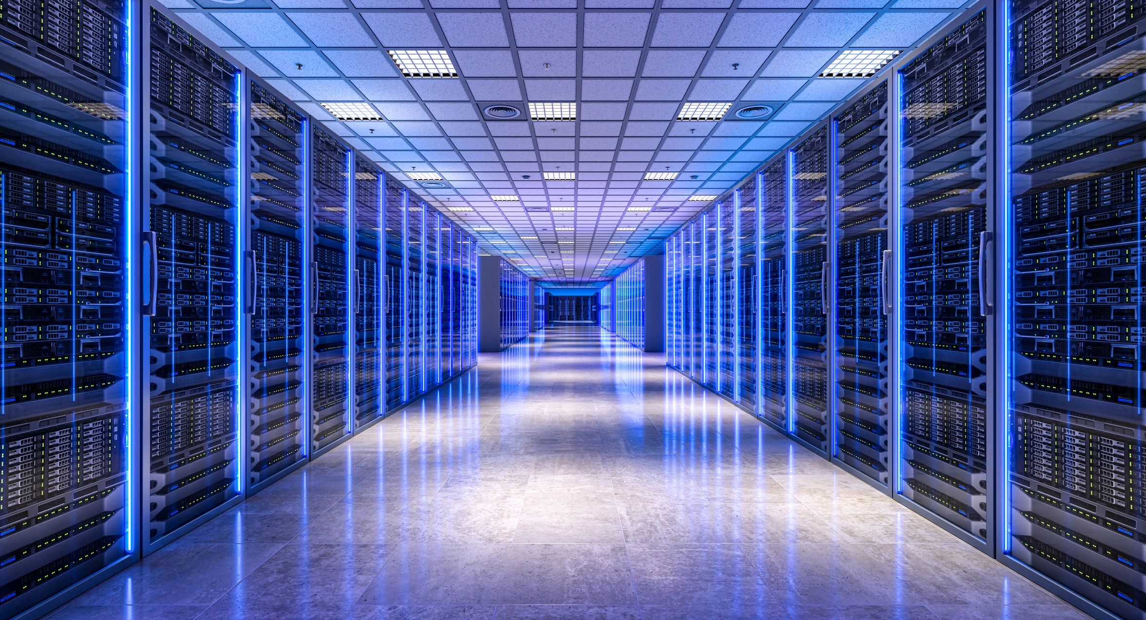 AI data center server corridor